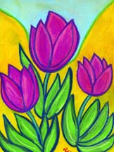 Pastel painting of three tulips bu artist Angie Young