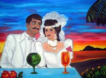 Wedding portrait of Mr. & Mrs. Asfour by artist Angie Young