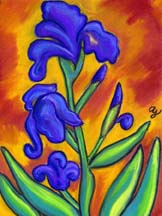 Pastel of Irises by artist Angela Young