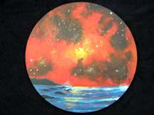 Painting of nebula & seascape by Angie Young, artist