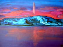 Sunpillar over the sea of galilee by artist Angie Young