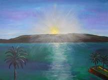 Sunrise on the sea of galilee by artist Angie Young